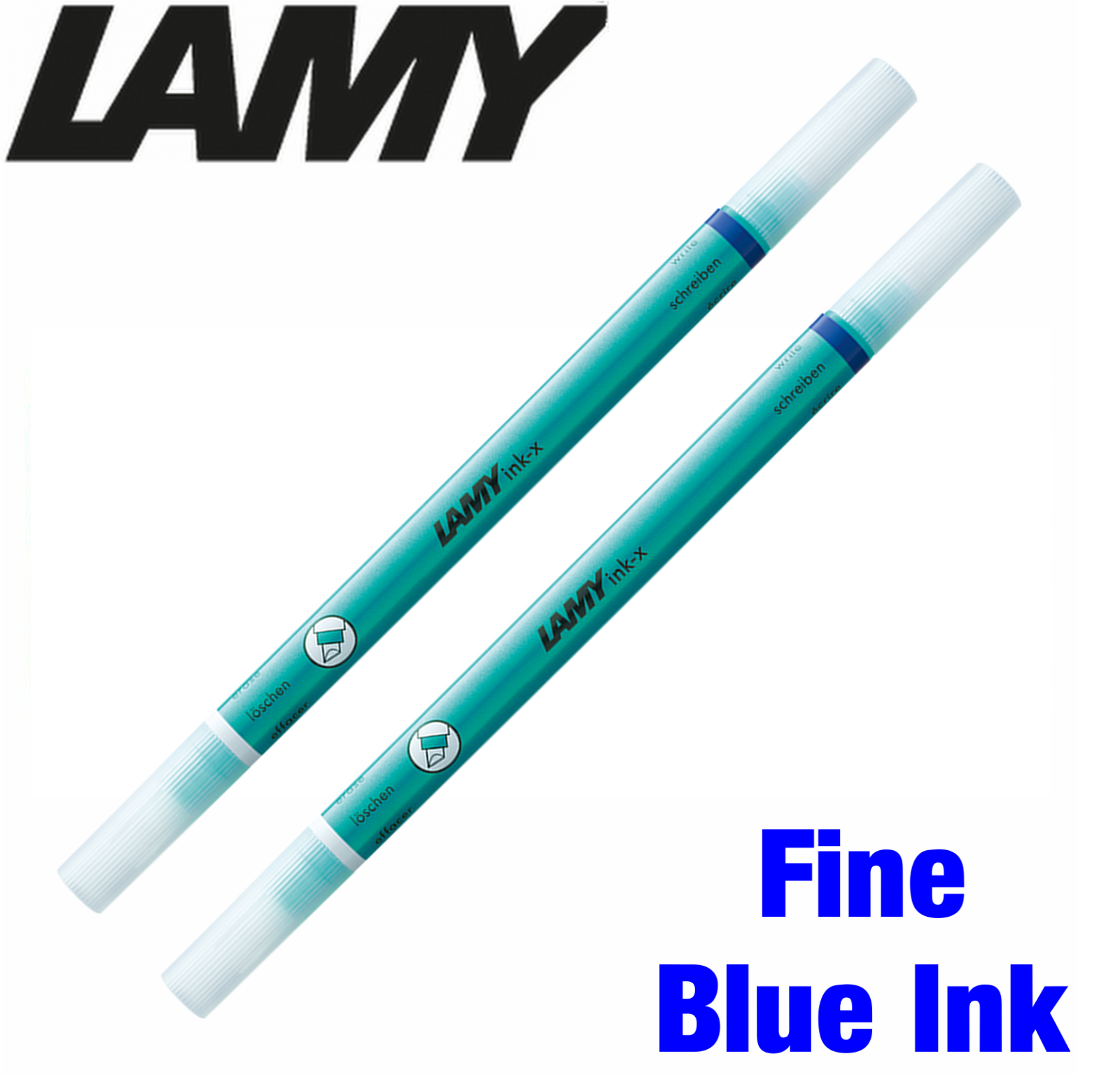 LAMY Ink-X Ink Eradicator Pen Blue Ink Fine Tip Pack of 2 Correction Turmaline