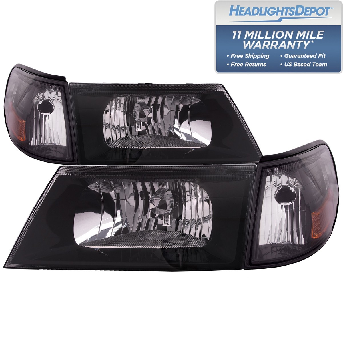 Fits 03-04 Grand Marquis/Marauder Headlights With Side Marker