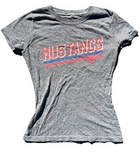 Vintage Y2K Box Seat S Gray Fitted Stretch Mustangs Horse Gray Tshirt