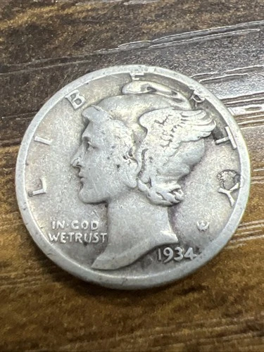 1934 Mercury Dime Great Value Actual Coin. Great Add For Any Collection