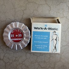 VINTAGE WALK-A-MATIC MECHANICAL TIN TOY PEDOMETER IN BOX JAPAN