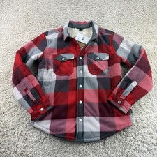 Eddie Bauer Snap Button Up Sherpa Lined Jacket Youth Boys Size Large 14 Plaid
