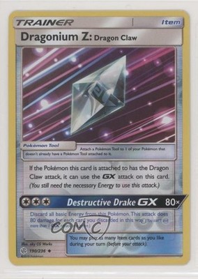 Dragonium Z: Dragon Claw Reverse Foil Pokémon Sun & Moon Cosmic Eclipse #190