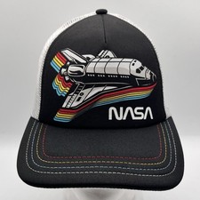 NASA H3 Headwear Space Shuttle Mesh Trucker Hat Cap Black Adjustable Snapback