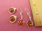 AMBER Vintage Real  Baltic Amber Sterling Silver Clip-On Earrings 925 & 2nd pair — photo 4