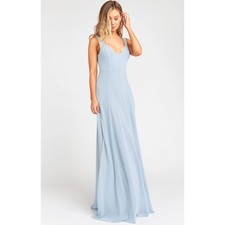Show Me Your Mumu Jenn Maxi sleeveless low back dress steel blue chiffon XS
