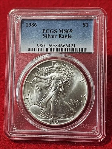 1986 American Silver Eagle $1 Dollar ASE PCGS MS 69                       #T1359