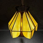 Vintage 11” Studio Art Stained Slag Glass Swag Lamp Light Tiffany Mid Century