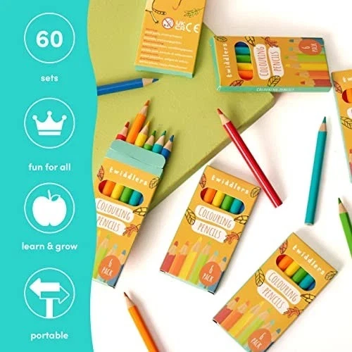 60 Cajas de Mini Lápices de Colorear para 60 Juegos de Pack de 6 Colores (Total 360) Foto 3 de 4