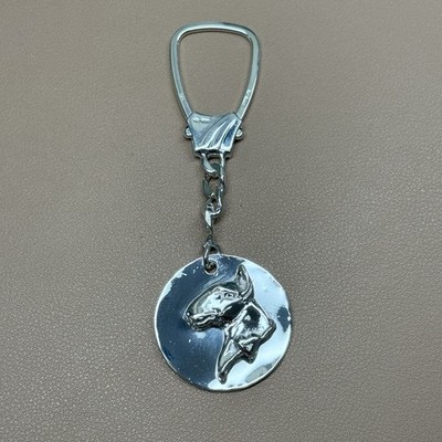 Bullterrier Italien 925 Sterling Silber Schlüsselanhänger mit Hund Cuban Link