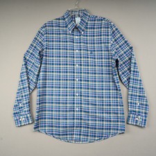 Brooks Brothers Shirt Mens L Blue Plaid Milano-fit Button-down Cotton Oxford