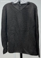 Pas de Calais Size 36 100% Camel Long Sleeve V Neck Gray Sweater Pre-Owned