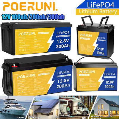 #ad 12V LiFePO4 Lithium Battery 100ah 200ah 300Ah BMS Deep Cycle For Marine Solar RV $314.99