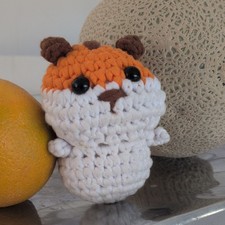 Handmade Crochet Mini Hamster Plush Stuffed Animal Toy Orange White
