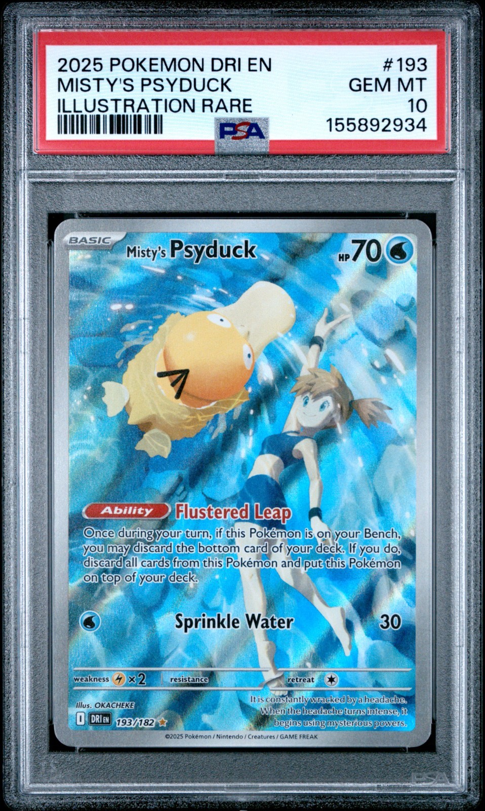 2025 Pokemon Dri En-Destined Rivals Illustration Rare Misty's Psyduck Psa 10