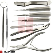 9Pcs Luxating Surgical Extraction Kit Tooth Elevators Root Oral Surgery Forceps