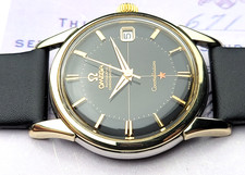 14K/SS Omega Constellation Original GILT Black Cross hair PIE-PAN Dial.SERV ICED 16