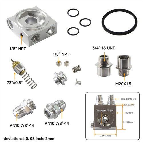 Universal 25 Row AN10 Thermostatic 73 Degree Oil Cooler Kit SL+7'' Fan w/Bracket - Picture 8 of 10