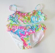 Lilly Pulitzer Girls Mora Bikini Swimsuit Lovers Coral Multi Sz 3 - NWT