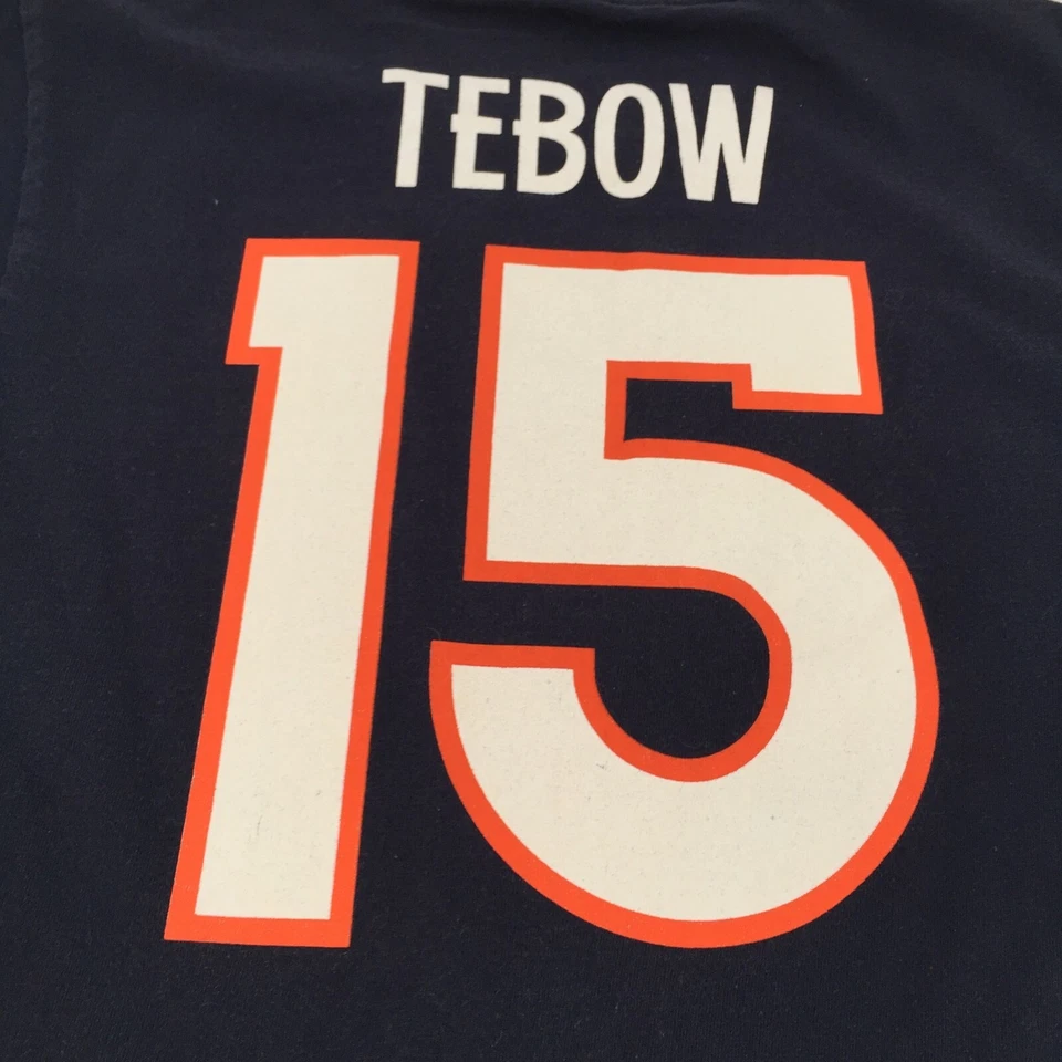 Denver Broncos #15 Tim Tebow Camiseta Manga Corta NFL Talla Mediana Mujer Azul M Foto 4 de 4