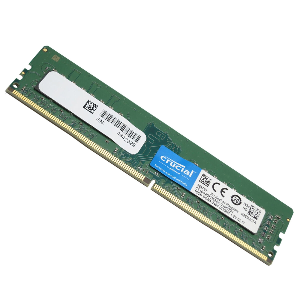 Crucial 16GB 2400MHz DDR4 UDIMM PC4-19200 2RX8 1.2V Desktop Memory  CT16G4SFD824A