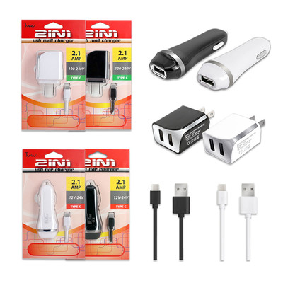 #1 Quality 2.1A Wall or Car Charger USB-C/TYPE-C USB Data Cable For LG V40 ThinQ