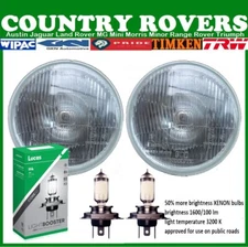 CLASSIC CAR 7" HEADLIGHT HALOGEN CONVERSION KIT + LUCAS XENON H4 BULB & PILOT