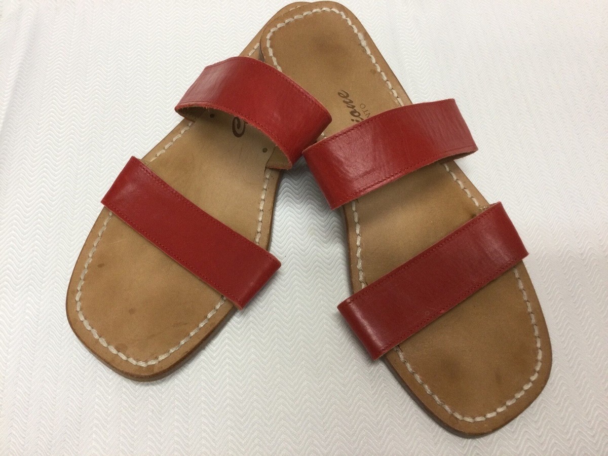 CORCIONE SORRNTO SANDALS WOMENS 6.5 RED LEATHER DOUBLE STRAPS ITALY