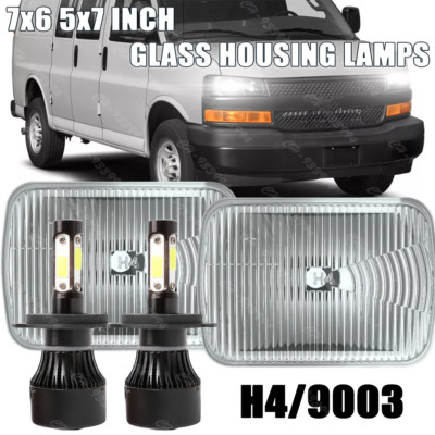 Pair 7x6'' LED Headlights Hi-Lo Beam for Chevy Express Cargo Van 1500 2500 3500