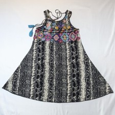 Anthropologie Judith March Dress SnakeSkin print and Colorful Embroidery Size S