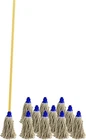 Floor Mop Cotton Head PY16 with Wooden Handle 120cm with 10 Extra Mop Head