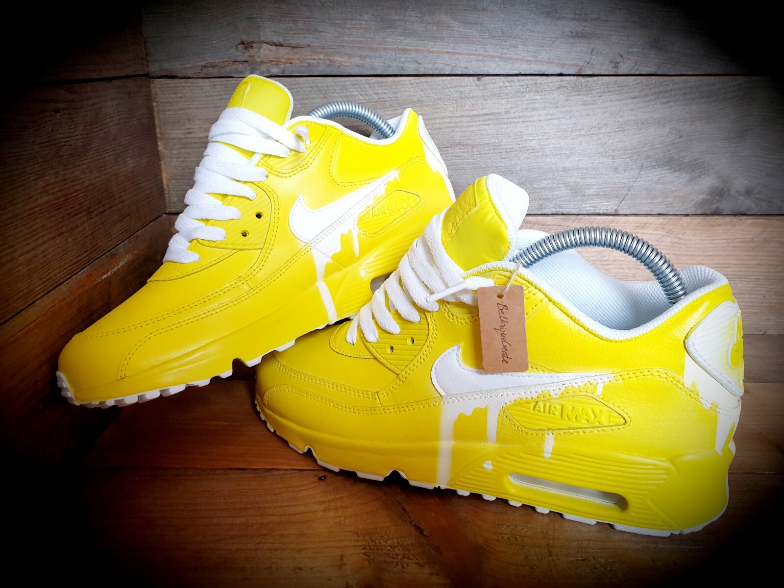 Nike Air Max 90 Custom Painted Yellow White Drip