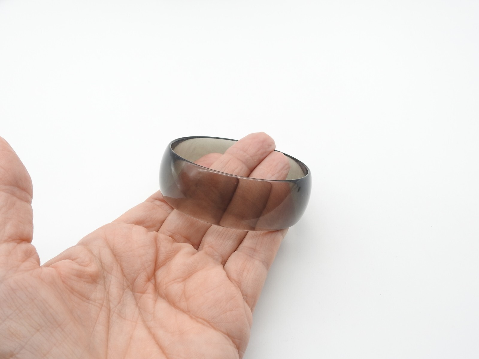 Translucent Gray Acrylic Bangle Bracelet Vintage - image 2