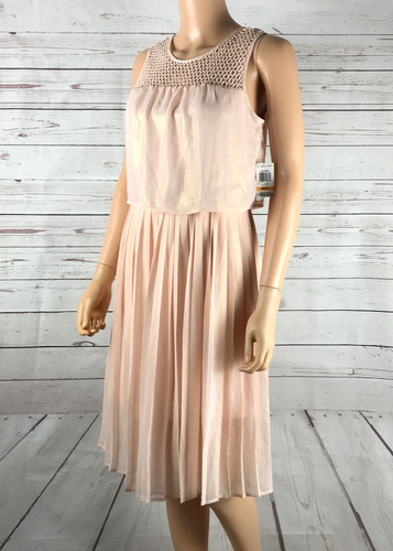MAISON JULES Crochet-Yoke Blush Pink Dress NWT SMALL