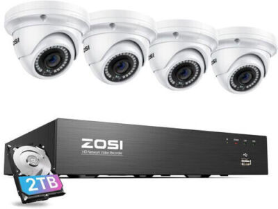 ZOSI 8CH 4K NVR H.265+ 5MP PoE Security IP Network Wired Camera System 2TB HDD