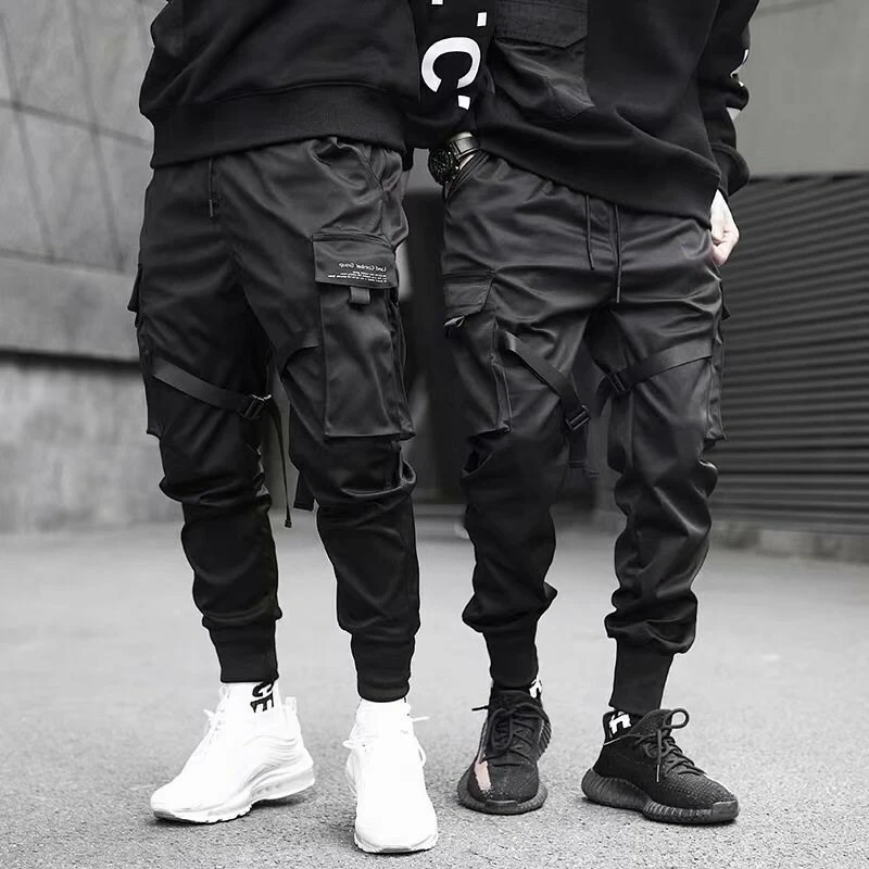 Pantalones De Cargo Bombachos Con Cintas Para Hombres Ropa De Calle Hip Hop  Moda