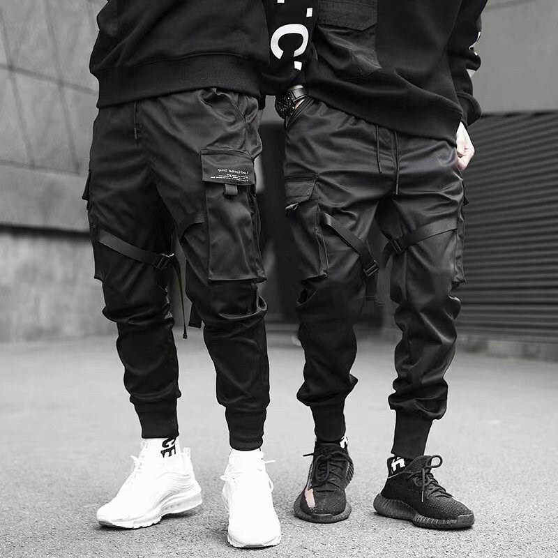 Pantalones De Bombachos Con Cintas Para Hombres Ropa De Calle Hip Hop Moda