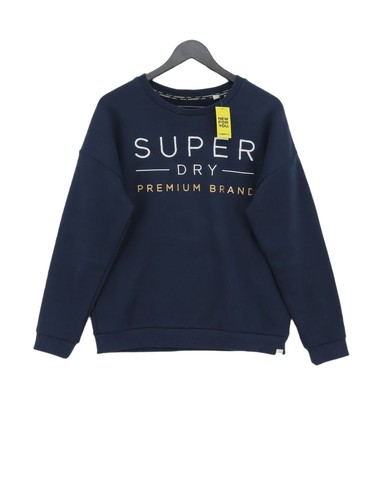 Superdry Damen Pullover UK 12 Blau Baumwolle mit Polyester Pulli