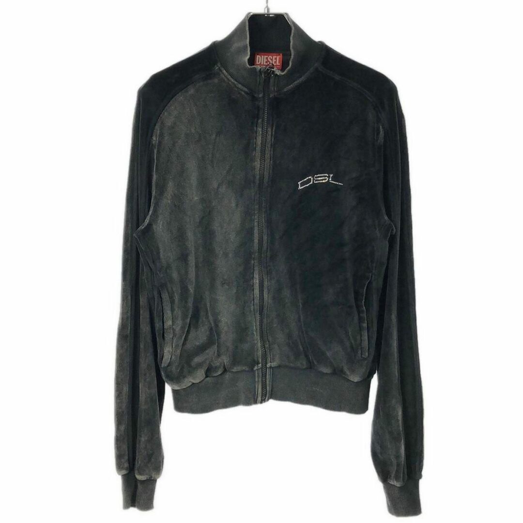 DIESEL F-KINIGLI Bijou Logo Velvet Track Jacket Grey L Used DIESEL F-KINIGLI Bijou Logo Velvet Track Jacket Grey L Used