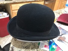 Bailey of Hollywood White Bowler Derby Lined Solid Black Size S Hat Cap