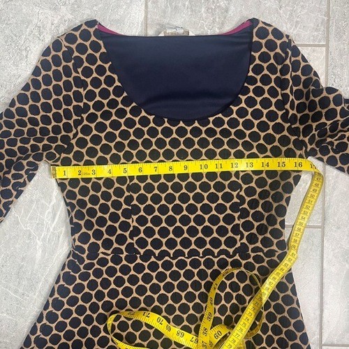 Boden blau-gelb Wabenmuster Fit and Flare 3/4 Arm Kleid Größe 6 L - Bild 4 von 7