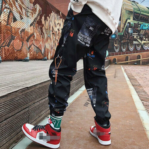 Men Hip Hop Pants Loose Joggers Print 