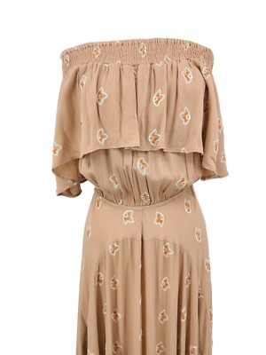 flynn skye off the shoulder dress New Flynn Skye Off Shoulder Maxi Dress Womens S Embroidered Salmon Peach