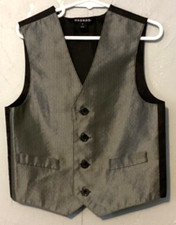 Boys 5 Sleeveless Formal Vest Silver Pinstripe George