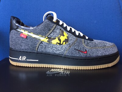 Nike Air Force 1 '07 LV8 Black DENIM MultiColor CAMO Mini Swoosh
