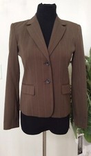 NWT Rafaella Women's Career Brown Stripe Polyester Blazer Jacket Sz 4P MSRP 89