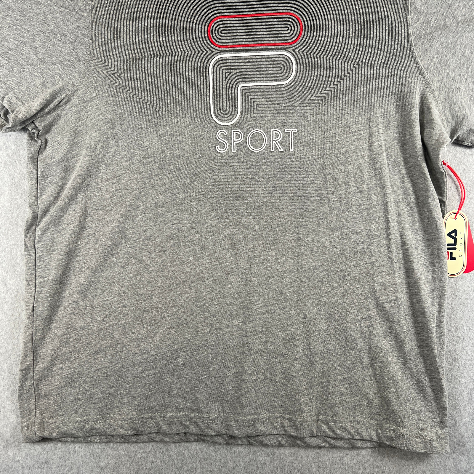 FILA Sport T Shirt Uomo Taglia XL Grigio Poli Cotone F Sport Grafica Nuova con etichette