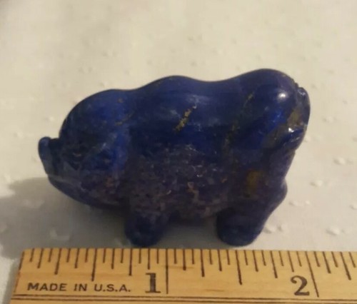 Vintage Carved LAPIS Miniature Sculpture PIG 2 Inch - Picture 5 of 9