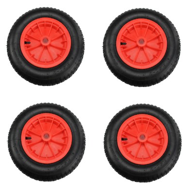 4 rote 14 Zoll Druckluft Sackkarre Schubkarrenreifen Trolley Rad Karre Reifen Räder
