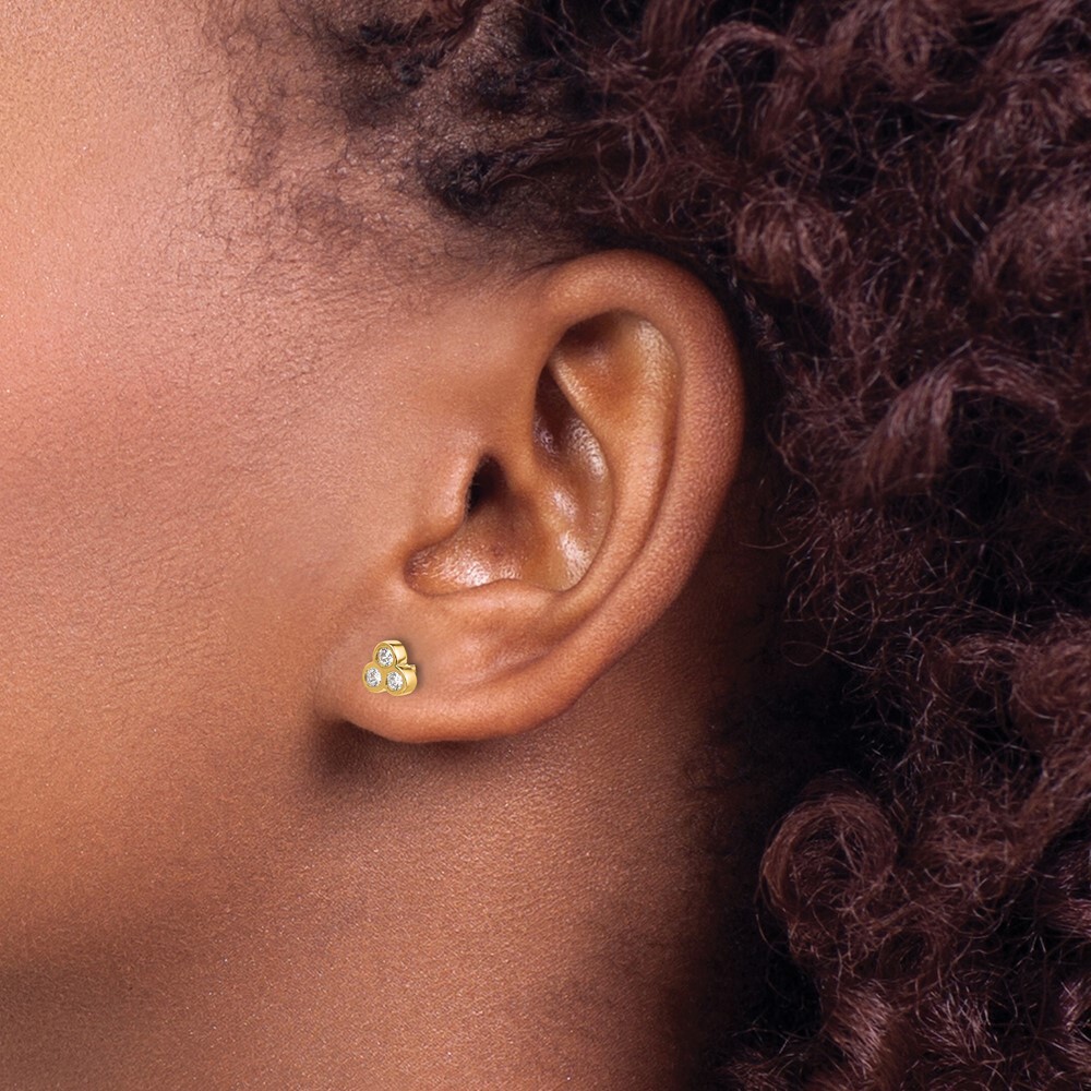 6mm 14K Yellow Gold 3-stone Diamond Earrings EM4179-025-YA 6mm 14K Yellow Gold 3-stone Diamond Earrings EM4179-025-YA